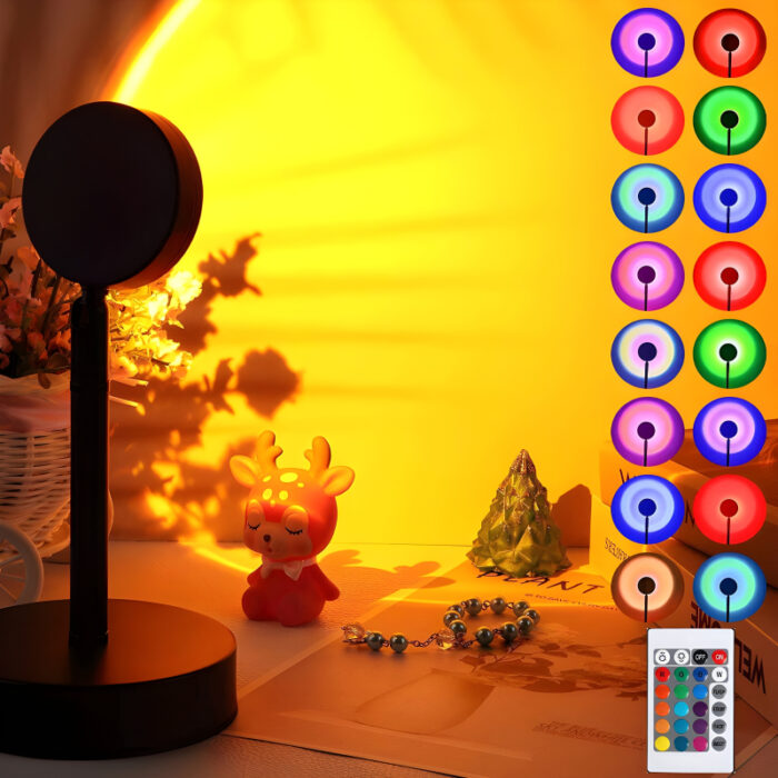 High-Efficiency USB Sunset Projector Lamp With 16-Color LED And Remote Control - Image 4