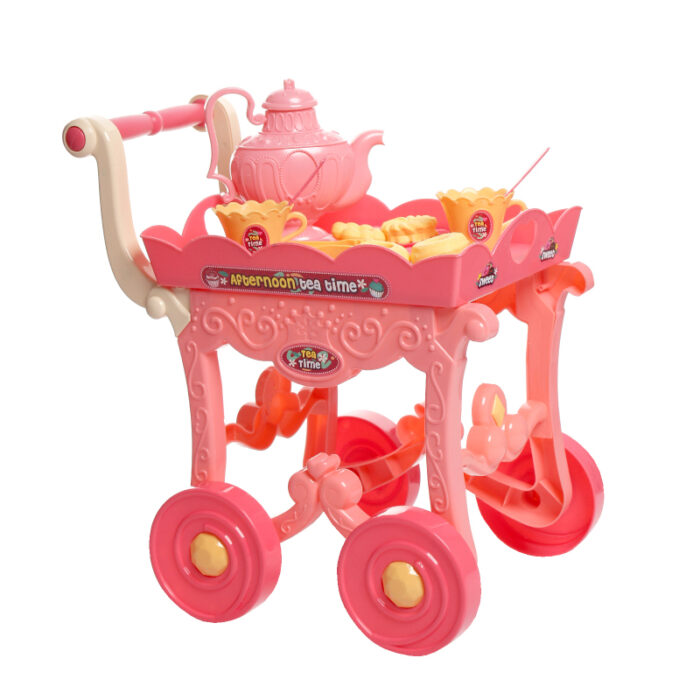 33Pcs Vibrant and Exciting Kitchen Tableware Toy Cart With Food Items And Utensils For Educational Play - Image 3