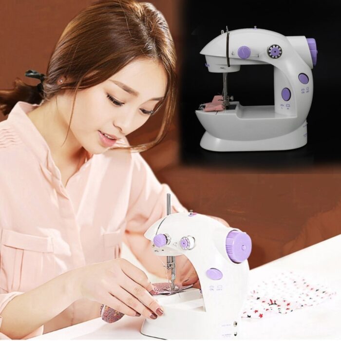 Electric Mini Sewing Machine Home Hand Machine Lock Stitch Adjustment With Light Handheld Portable Machine - Image 1