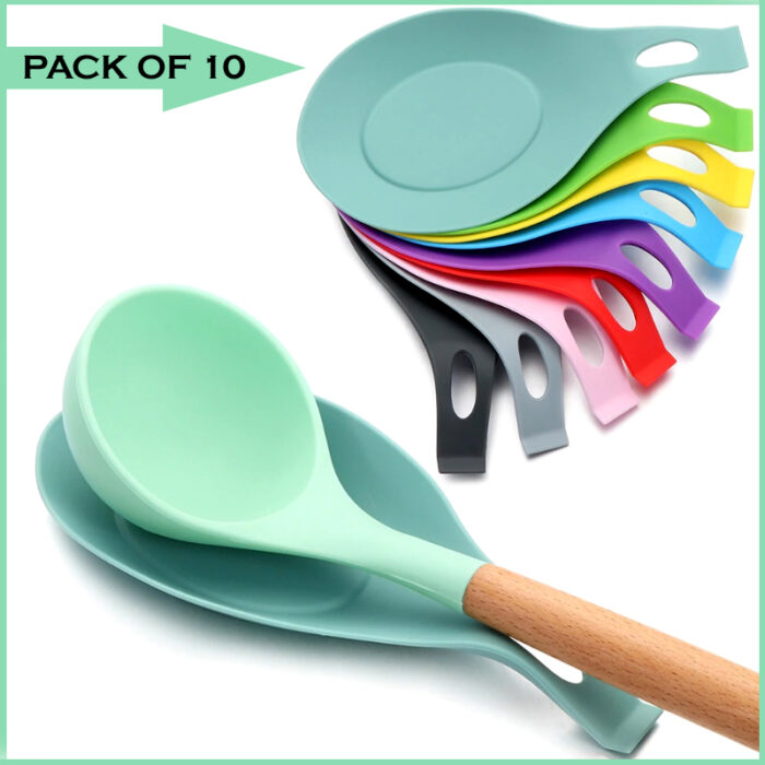 Pack Of 10 Heat-Resistant Spoon Shelf Rest Spatula Holder Kitchen Storage Tool Scoop Bracket Stands - Image 1