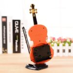 Creative Table Clock Student Violin Home Decor Fiddle Quartz Alarm Clock - Image 4