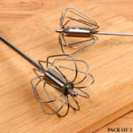 Pack Of 2 Stainless Steel Hand Pressure Rotating Semi-Automatic Mixer Coffee Milk Mixing Tools - Image 2