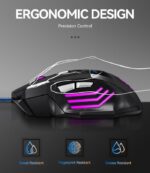 G8 RGB Hyperspeed Gaming Mouse with 3200 DPI Optical Sensor, Customizable RGB Lighting, 7 Programmable Buttons, and Ergonomic Design - Image 2