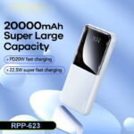 RPP-623 Remax 20000mAh LED Display, PD+QC 20w+22.5W Fast Charging Multi-Device Compatibility Powerbank