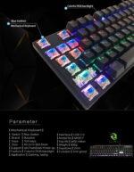BOSSTON MK912 Wired Mechanical Keyboard RGB Key Click Colorful Backlight USB Luminous Keyboard - Image 9