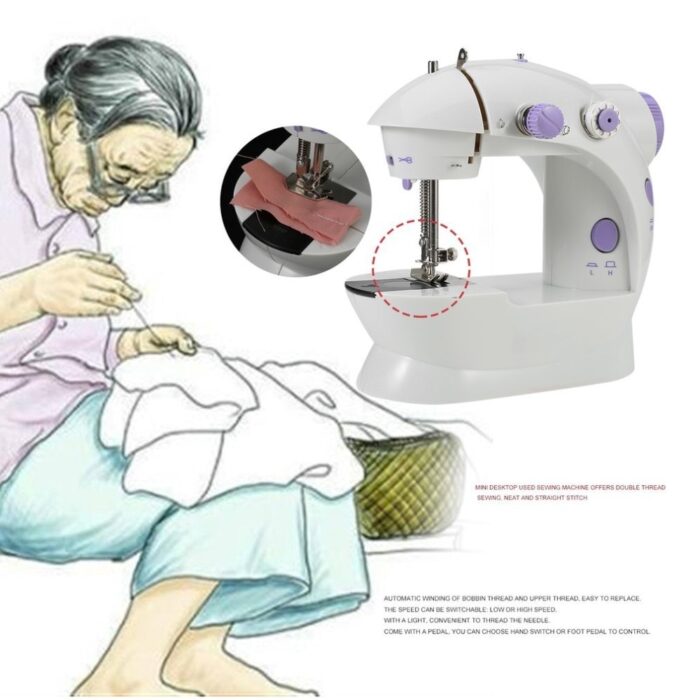 Electric Mini Sewing Machine Home Hand Machine Lock Stitch Adjustment With Light Handheld Portable Machine - Image 2