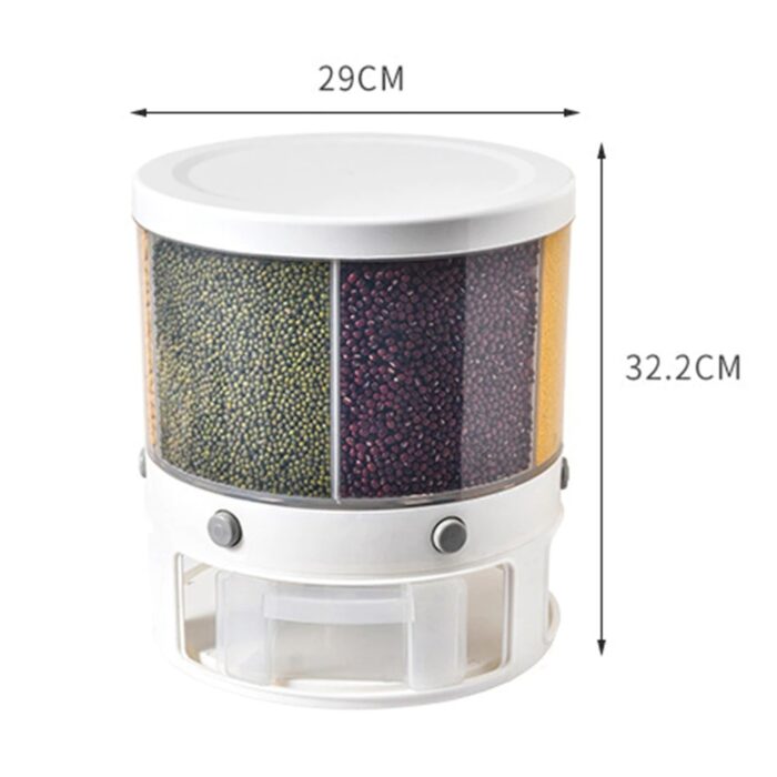 10 Kg 6-In-1 Kitchen Food Container Organizer With 360 Degree Rotatable Design - Image 6