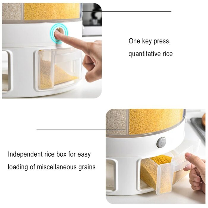 10 Kg 6-In-1 Kitchen Food Container Organizer With 360 Degree Rotatable Design - Image 5