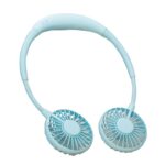 Hand Free Sports Dual Fan Portable Neck Band Hanging USB Battery Rechargeable Mini Cooler Fan - Image 9