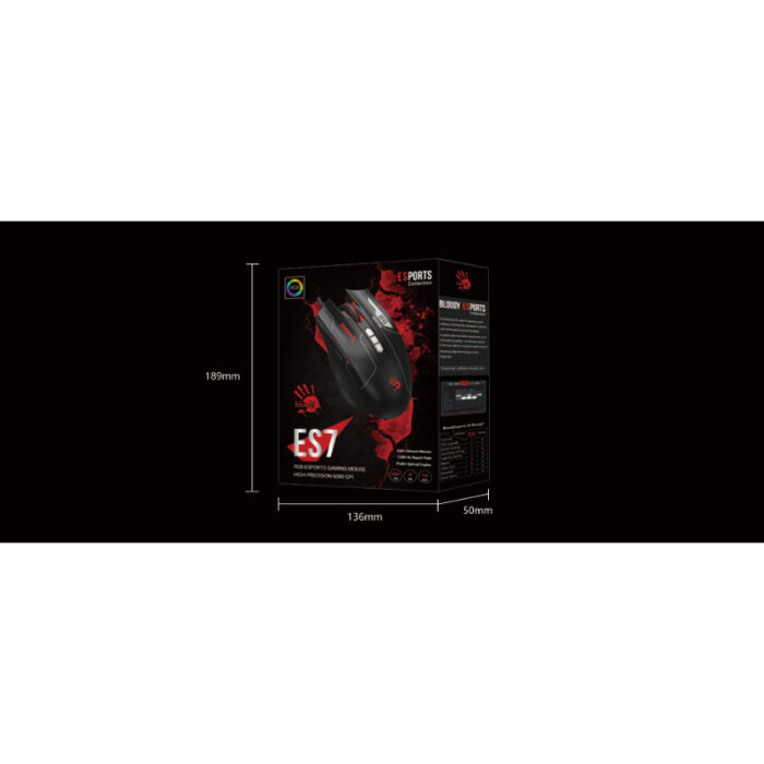 ES7 bloody 6000 cpi rgb esports Gaming Wired Mouse - Image 5