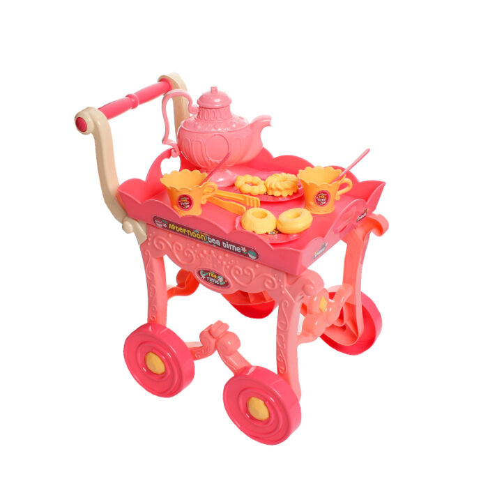 33Pcs Vibrant and Exciting Kitchen Tableware Toy Cart With Food Items And Utensils For Educational Play - Image 2