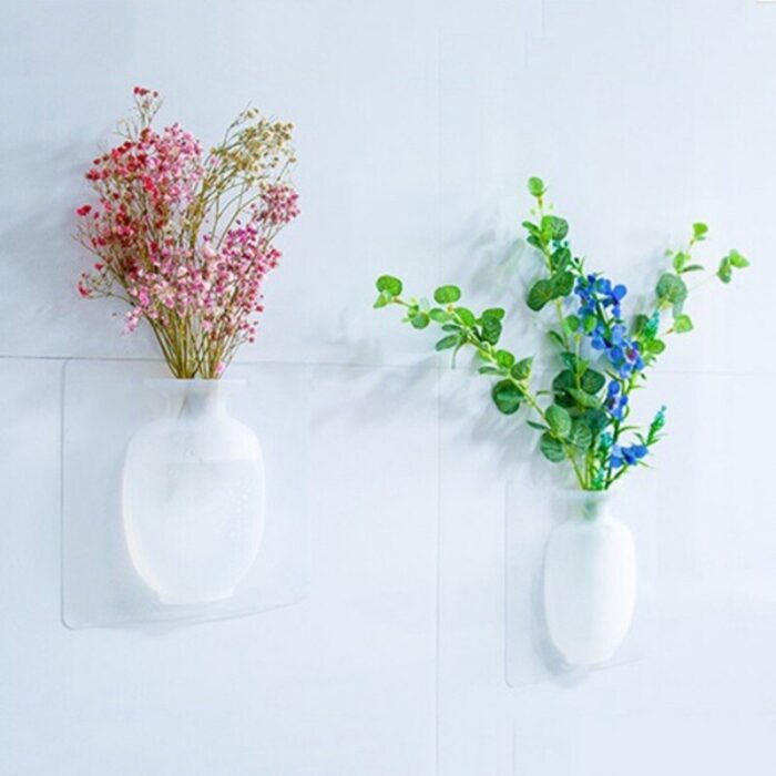 Sticky Vase Wall Mounted Plant Holder Decorative Flower Display Vase Wall Decor - Image 1