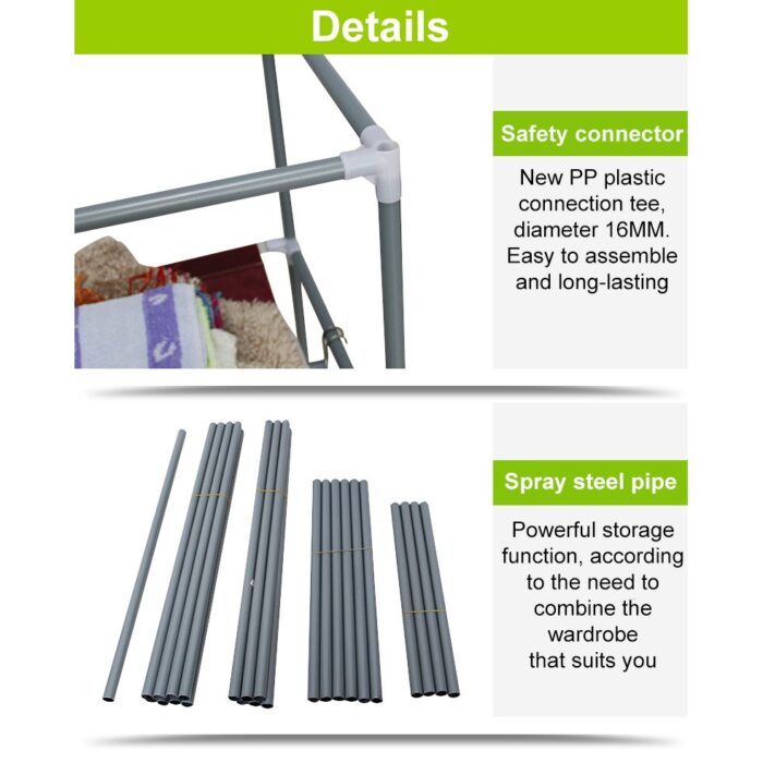 Clothes Closet Wardrobe Storage Organizer With Hanging Rack - Image 7