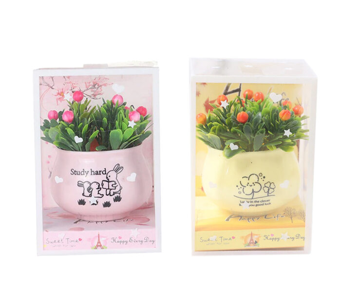 Lovely Simulation Green Rose Bonsai Plant Small Potted Garden Small Ornament Set Room Decoration - Image 2