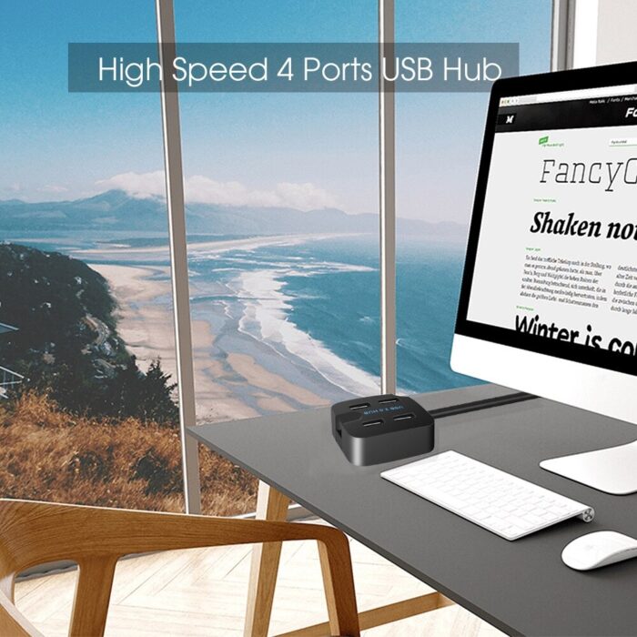 Light Weight USB 3.0 Hi-Speed 4 Ports USB Hub With Mobile Phone Holder - Image 3