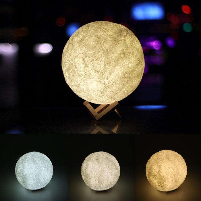 3D Magical Moon LED Night Light Desk Lamp USB Rechargeable 7 Light Colors For Home Decoration - Image 6