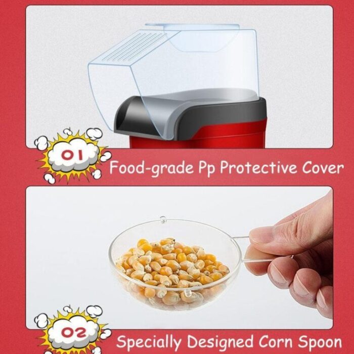 1200W Oil Free Popcorn Maker Machine with Measuring Cup - Image 4