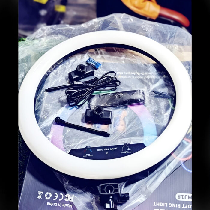 MJ18 45 CM RGB LED Soft Ring Light with 3 Phone Holders and Remote Control - Image 10