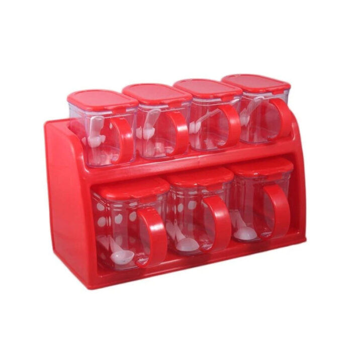 Premium Quality 2 Tier Set Of 7 Jars Spice Rack - Image 3