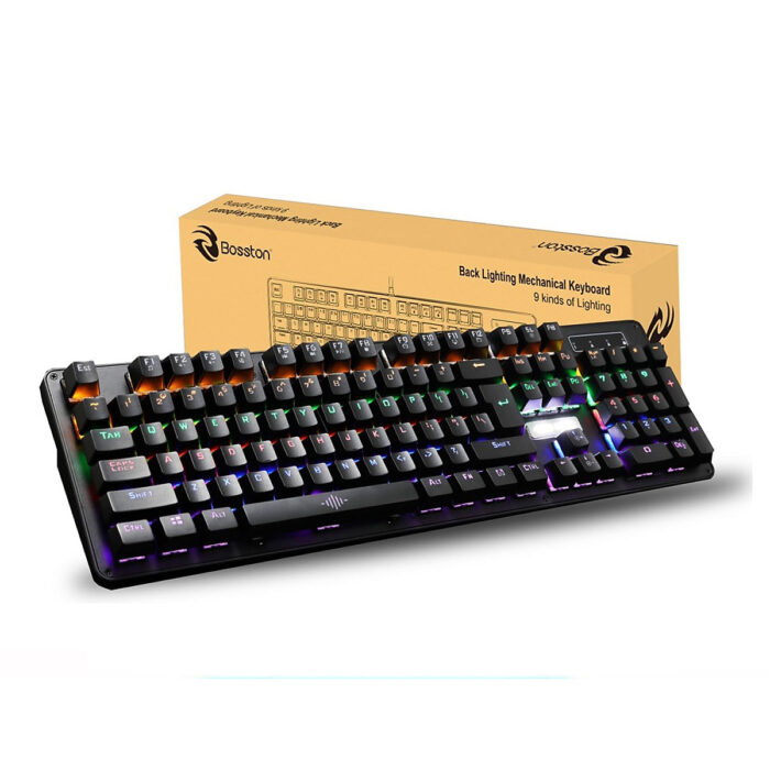 BOSSTON MK912 Wired Mechanical Keyboard RGB Key Click Colorful Backlight USB Luminous Keyboard - Image 1