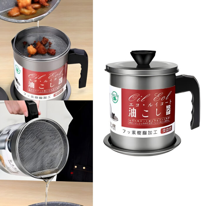 Stainless Steel 1.4-Liter Cooking Oil Strainer Pot with Filter and Thick Chassis for Efficient Grease Filtration - Image 7