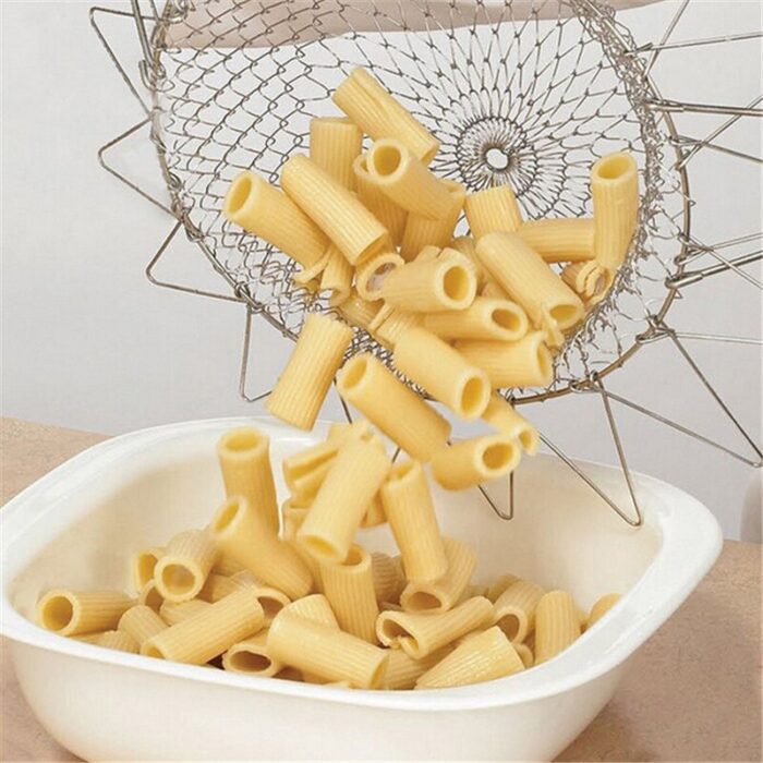 Chef Basket Dry Drain Rack Stainless Steel Multi Function Folding Fruit Basket Kitchen Tool - Image 5