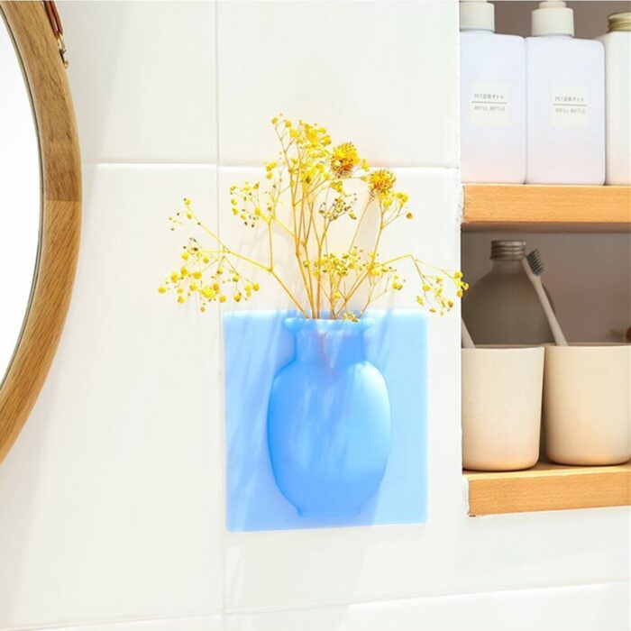 4 PCs Sticky Vase Wall Mounted Plant Holder Decorative Flower Display Vase Wall Decor - Image 1