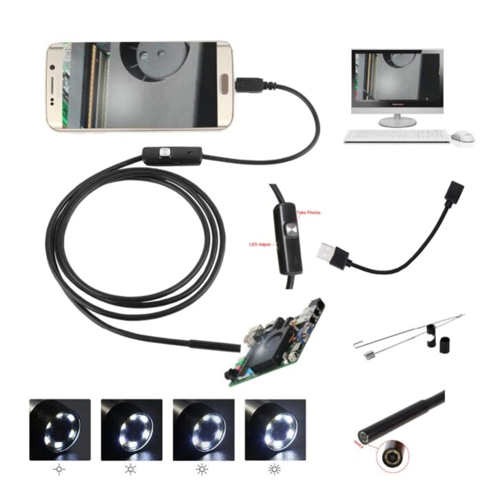 3.5M 7mm Endoscope Camera HD With 6 LED Soft Cable Waterproof Inspection Borescope For Android PC - Image 2