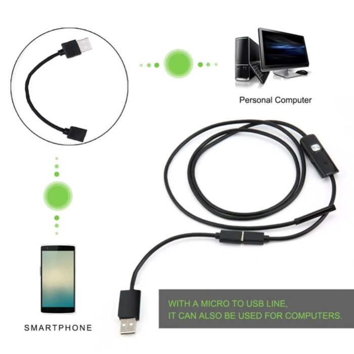 3.5M 7mm Endoscope Camera HD With 6 LED Soft Cable Waterproof Inspection Borescope For Android PC - Image 3