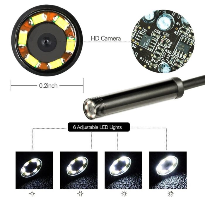 3.5M 7mm Endoscope Camera HD With 6 LED Soft Cable Waterproof Inspection Borescope For Android PC - Image 8