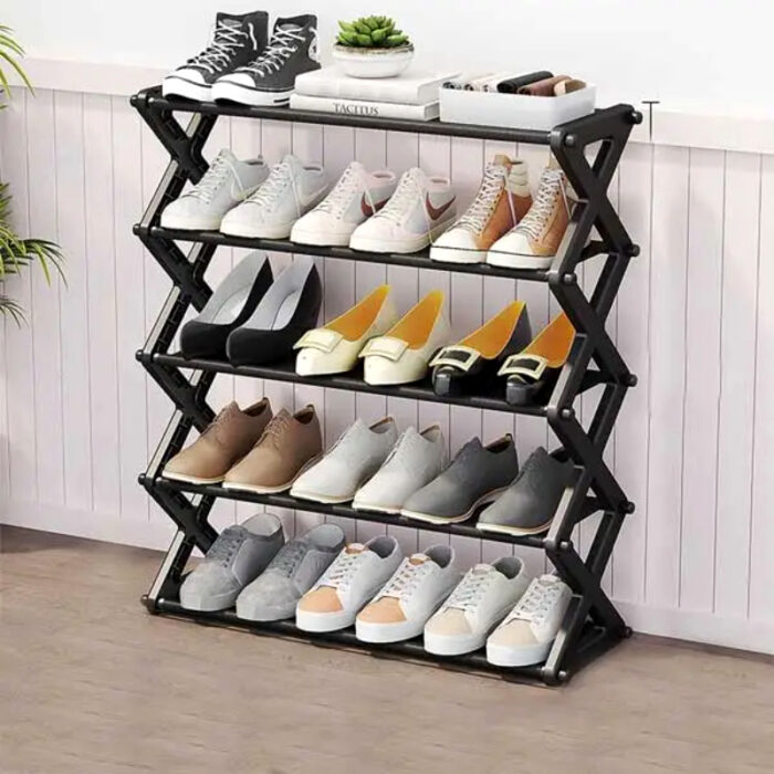 5 Layers X-Type Foldable Fashion Shoe Organizer Stand - Image 3