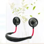 Hand Free Sports Dual Fan Portable Neck Band Hanging USB Battery Rechargeable Mini Cooler Fan - Image 3