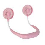 Hand Free Sports Dual Fan Portable Neck Band Hanging USB Battery Rechargeable Mini Cooler Fan - Image 4