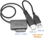 High Speed Dual USB 2.0 To 2.5″ SATA Hard Disk Drive Adapter W/UASP SATA To USB 2.0 Converter For SSD/HDD