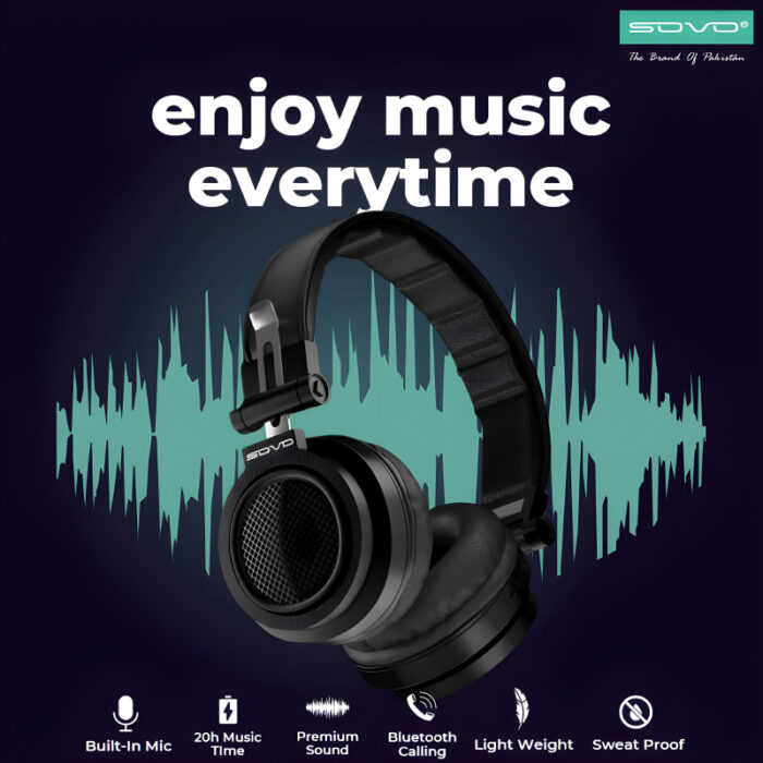 SOVO Boom-X Hi-Res Premium Sound Stereo Wireless Headphones - Image 5