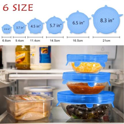 6 Pcs/Set Silicone Food Wrap Caps Cookware Lids Stretchable Fresh Covers