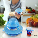 2 Sets Of 6 Pcs Silicone Food Wrap Caps Cookware Lids Stretchable Fresh Covers - Image 10