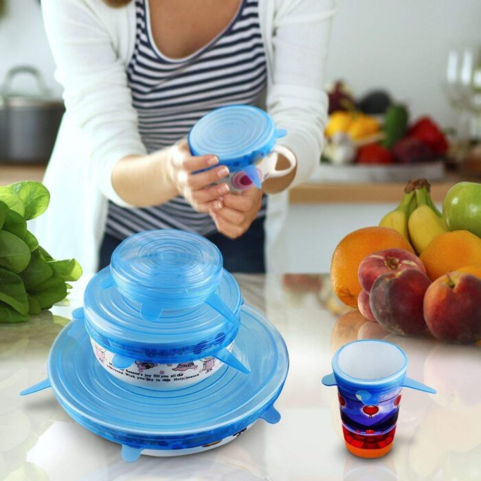 6 Pcs/Set Silicone Food Wrap Caps Cookware Lids Stretchable Fresh Covers - Image 5
