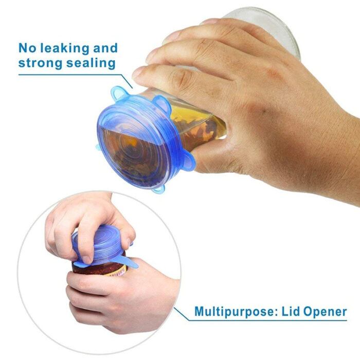 2 Sets Of 6 Pcs Silicone Food Wrap Caps Cookware Lids Stretchable Fresh Covers - Image 7