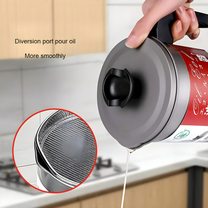 Stainless Steel 1.4-Liter Cooking Oil Strainer Pot with Filter and Thick Chassis for Efficient Grease Filtration - Image 11