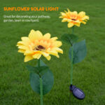 Pack Of 2 Waterproof Sunflower Solar Decorative Lights For Outdoor Garden And Lawn - Image 3
