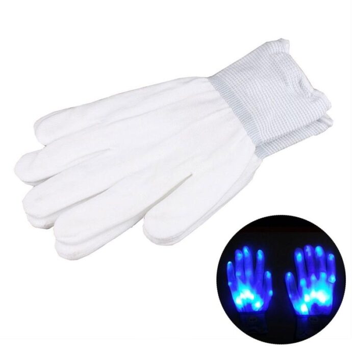 1 Pair LED Glowing Fingers Electro Rave Flashing Unisex Skeleton Gloves - Image 3