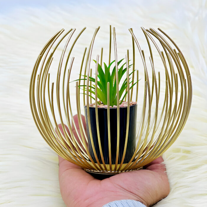 Artisan Crafted High-Quality Metal Alloy Sphere Planter For Elegant Room Decor - Image 3