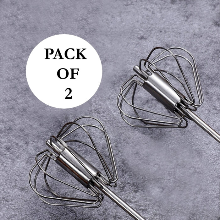 Pack Of 2 Stainless Steel Hand Pressure Rotating Semi-Automatic Mixer Coffee Milk Mixing Tools - Image 3