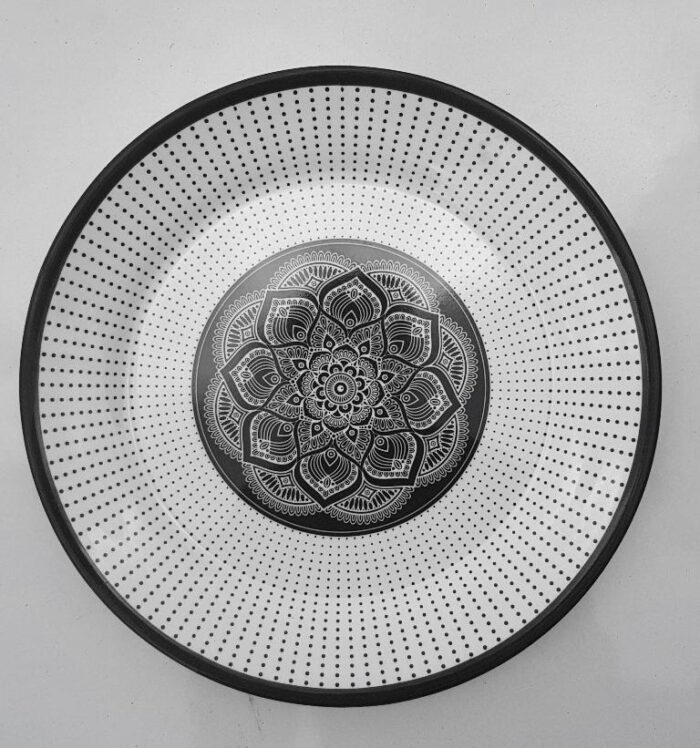 Set Of Three Printed Dinner Plates Double Glazed Melamine Small Medium-Large Size - Image 5