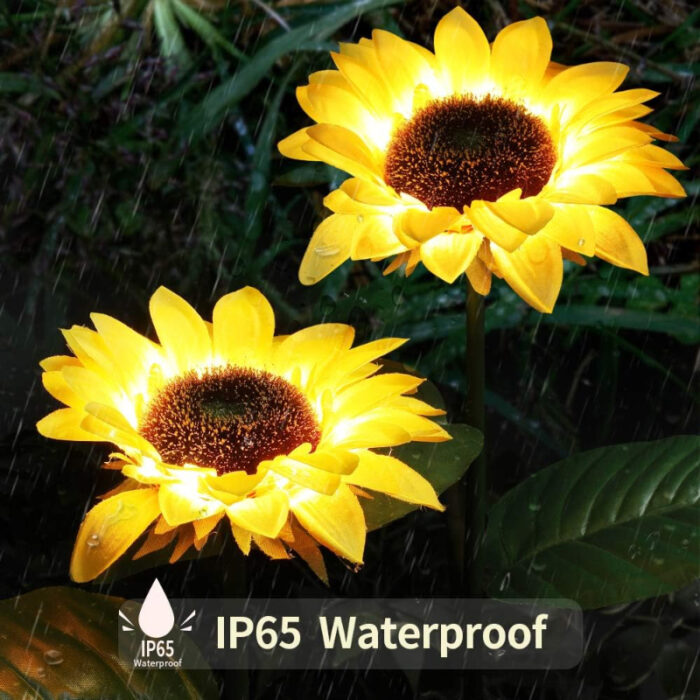 Pack Of 2 Waterproof Sunflower Solar Decorative Lights For Outdoor Garden And Lawn - Image 6