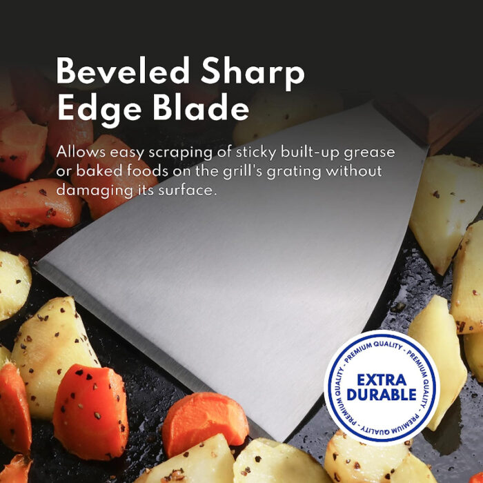 Multi-Purpose Wooden Handle Stainless-Steel Slant Edges Scraper - Image 7