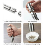 One Handed Operation Thumb Push High Quality Stainless Steel Spice Grinder - Image 6