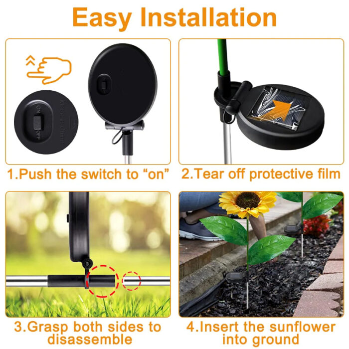 Pack Of 2 Waterproof Sunflower Solar Decorative Lights For Outdoor Garden And Lawn - Image 7