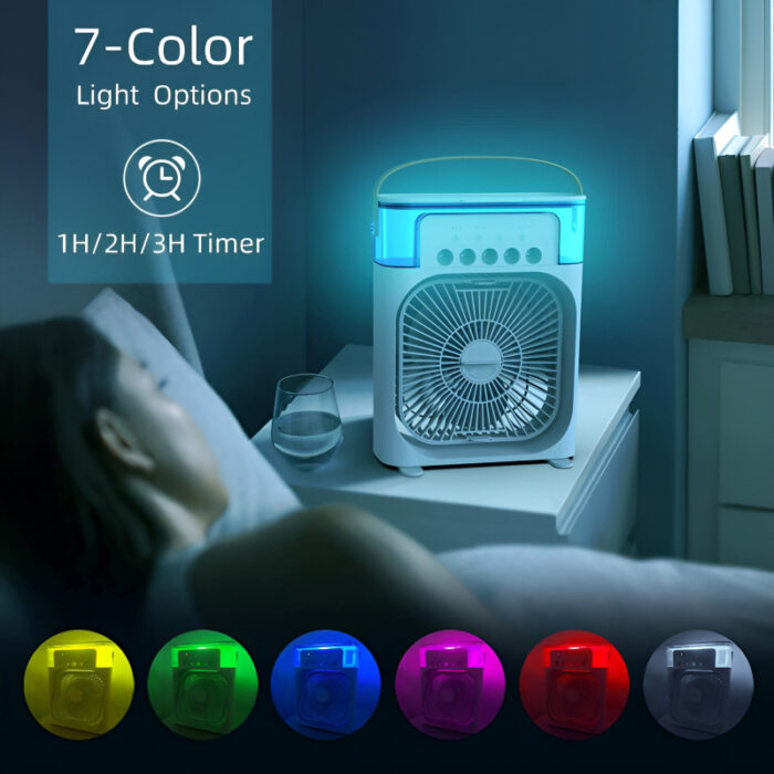 4-In-1 Multi-Functional Portable Air Humidifier Cooling USB Fan With 7-Color Night Light - Image 9